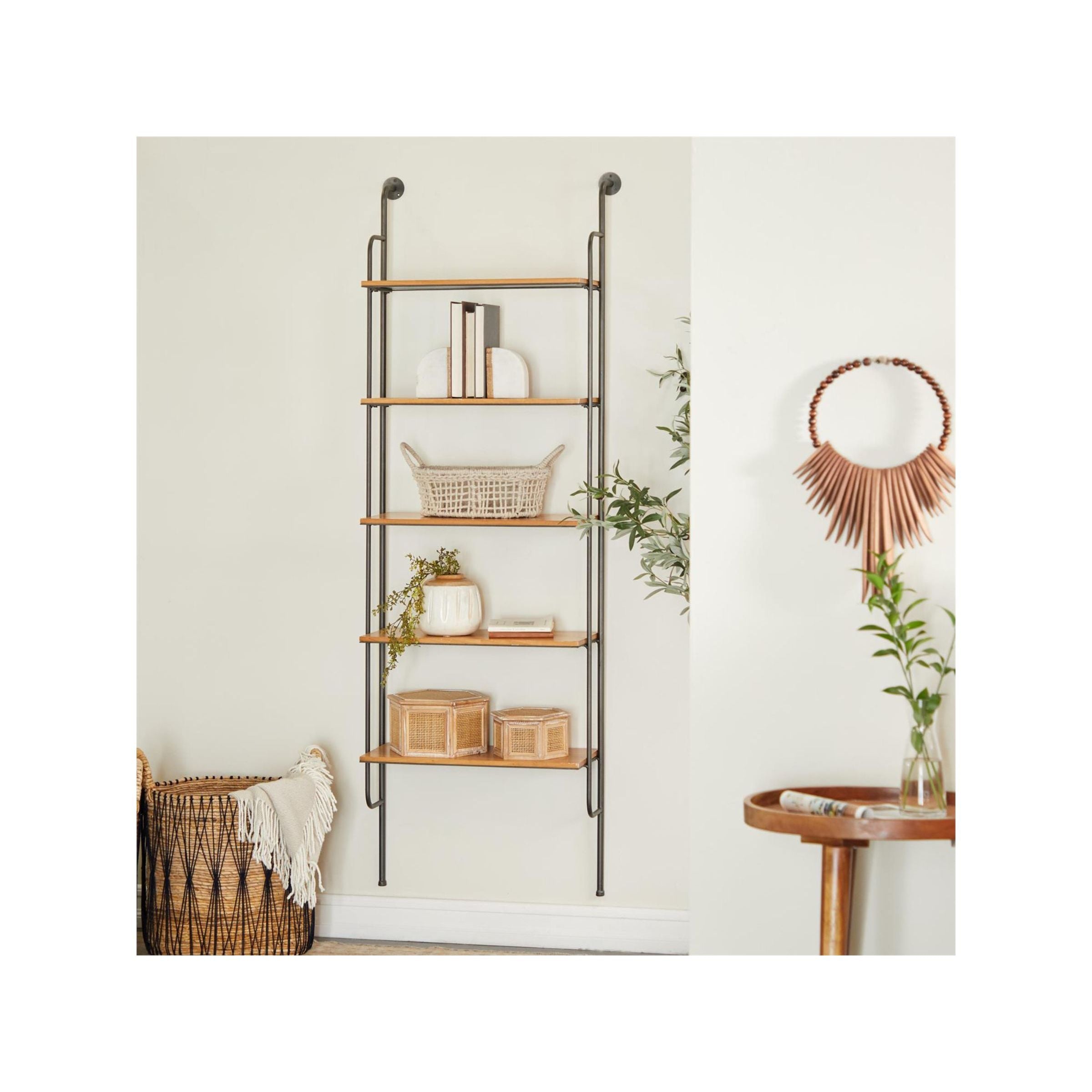 Metal and Wood Wall Shelf 23"W x 71"H