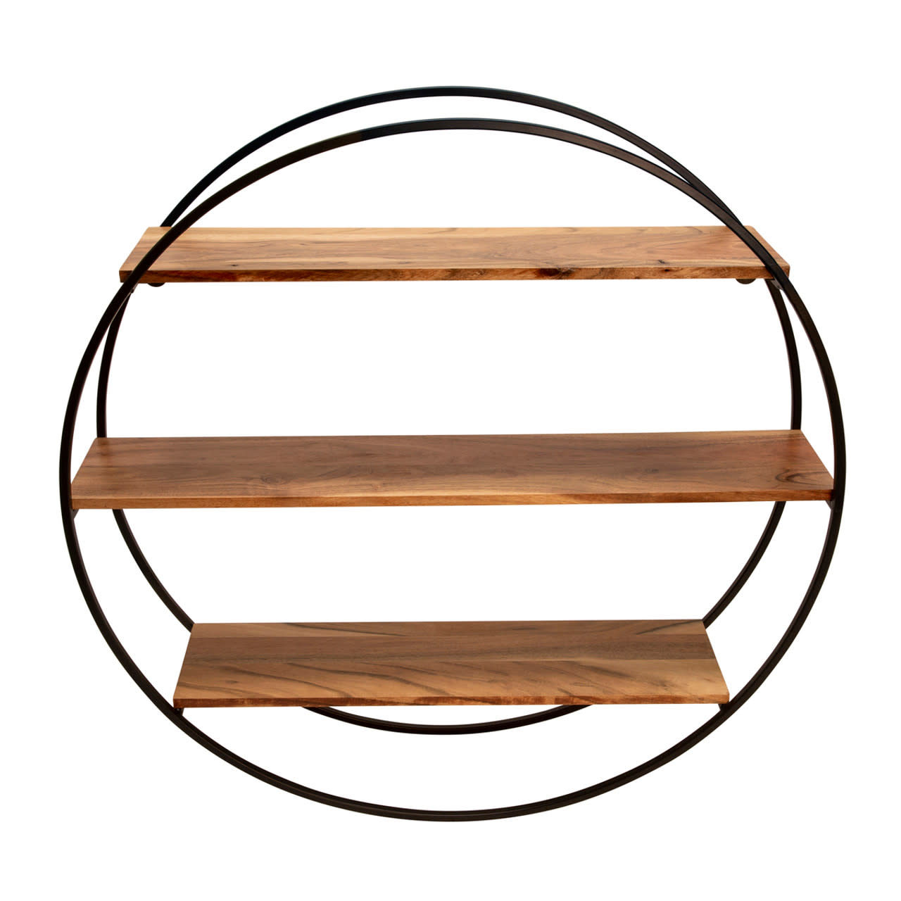 Round Metal and Wood Wall Shelf 31.5"H