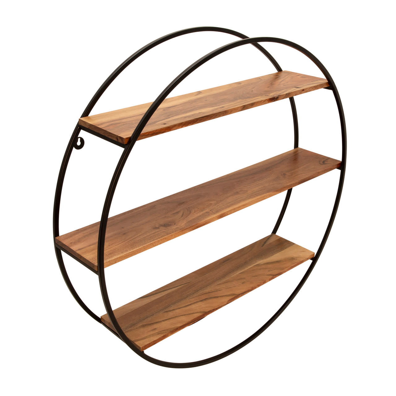 Round Metal and Wood Wall Shelf 31.5"H