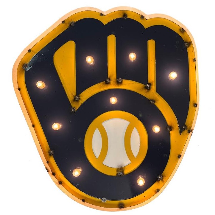Recycled Metal Brewers Logo Wall Decor with Bulbs 22"W x 24"H
