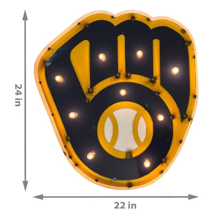 Recycled Metal Brewers Logo Wall Decor with Bulbs 22"W x 24"H