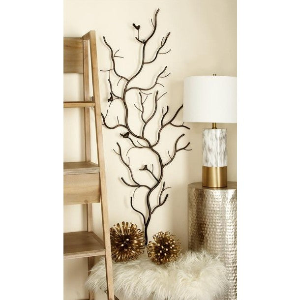 Metal Birds Branch Wall Decor 25"W x 58"H