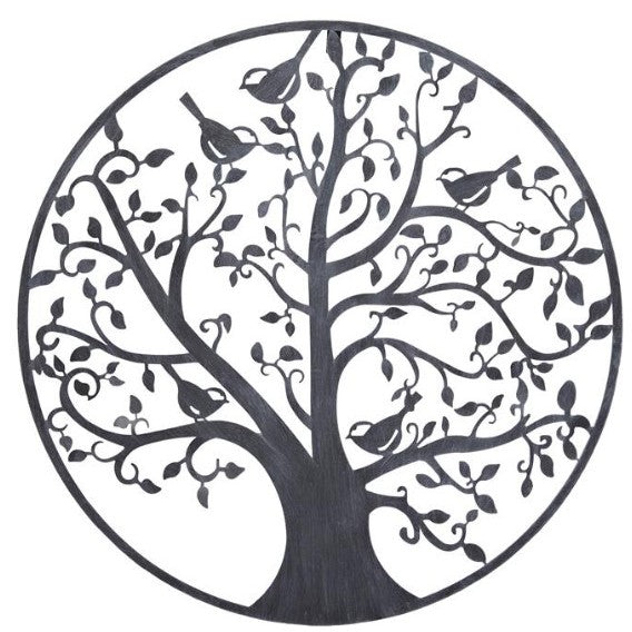 Dark Grey Metal Tree Wall Decor 28"W x 28"H