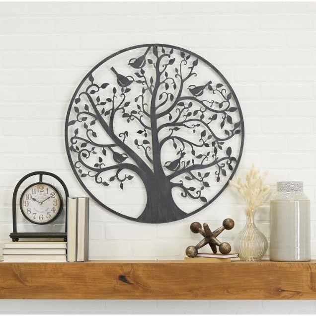 Dark Grey Metal Tree Wall Decor 28"W x 28"H