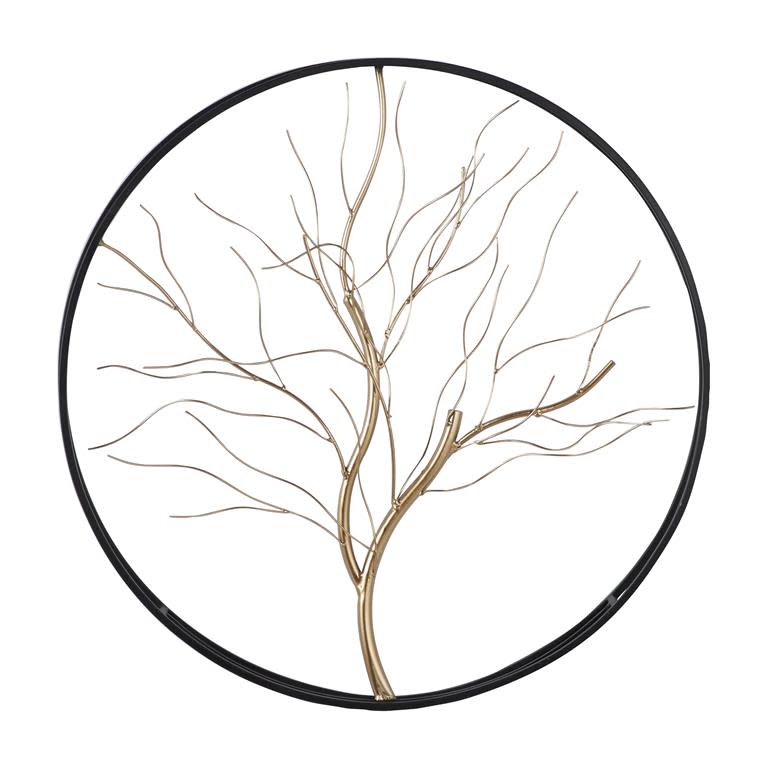 Gold Metal Branch Wall Art 26" Round