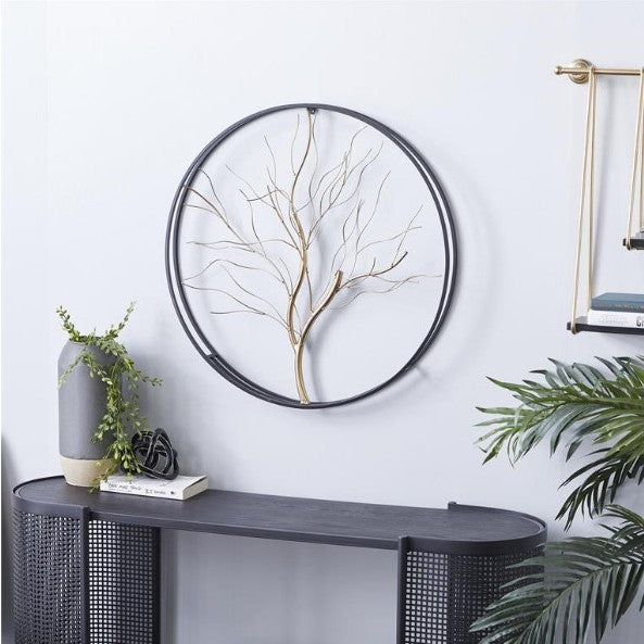 Gold Metal Branch Wall Art 26" Round