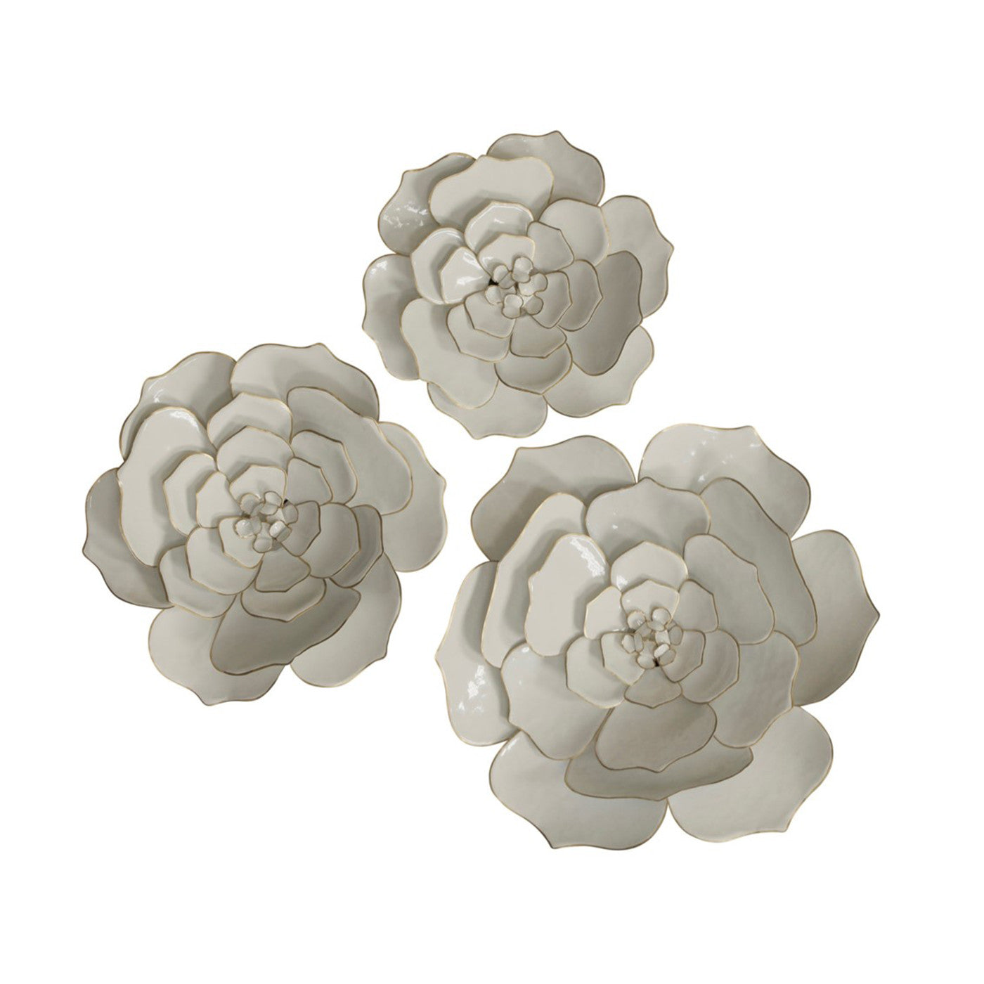 Set of 3 Ivory Flowers Wall DÃ©cor 17/20/24"