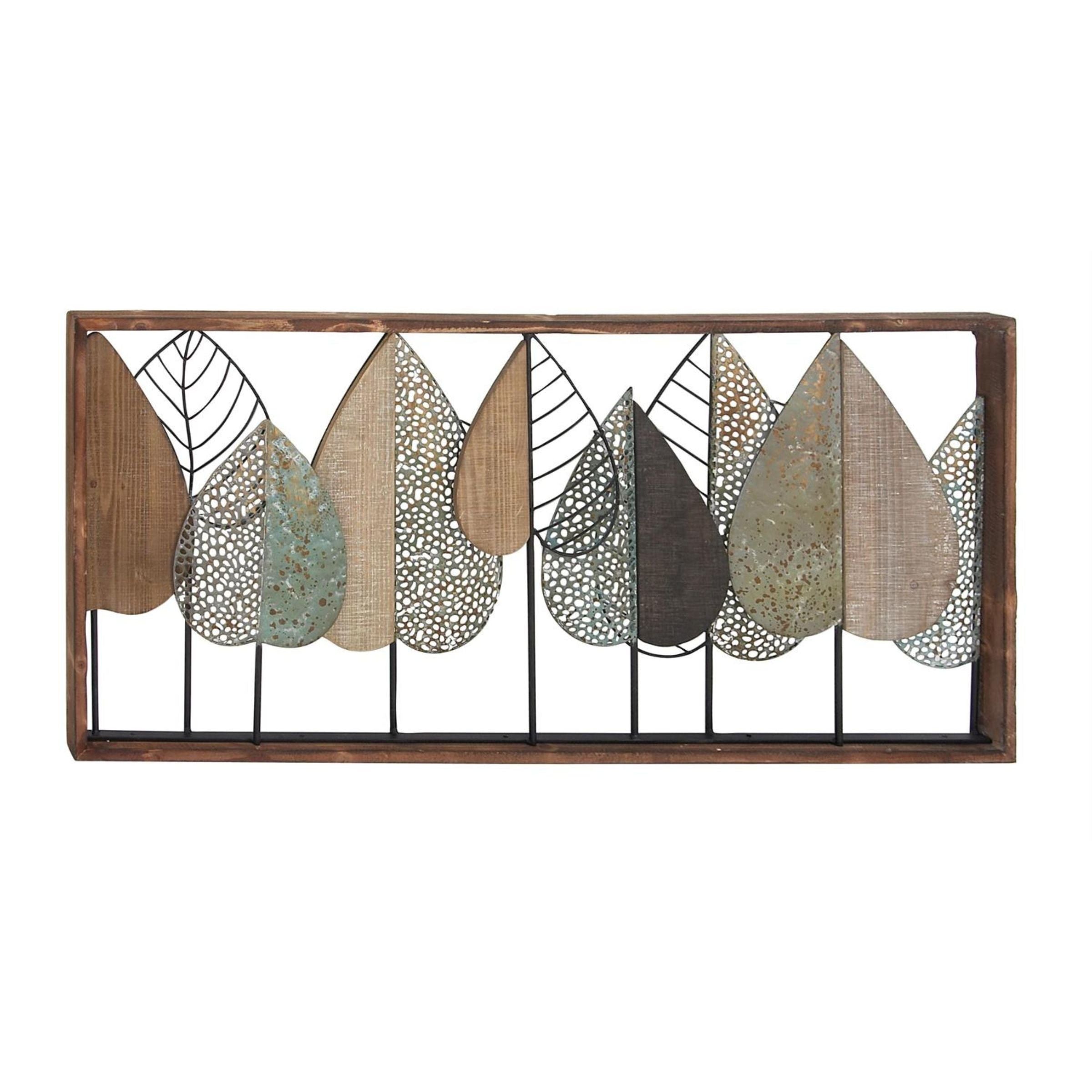 Metal and Wood Trees Modern Wall Decor 47"W x 22"H