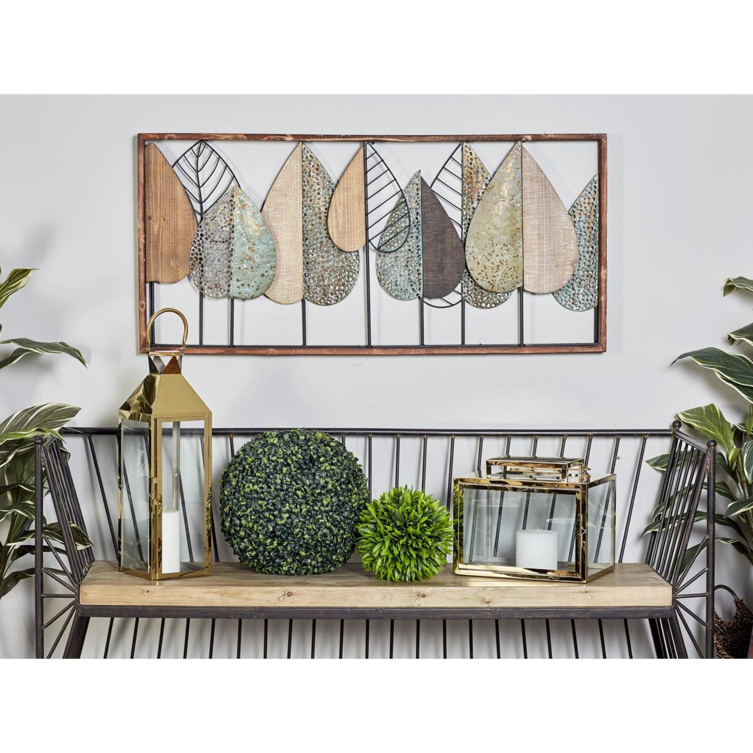 Metal and Wood Trees Modern Wall Decor 47"W x 22"H