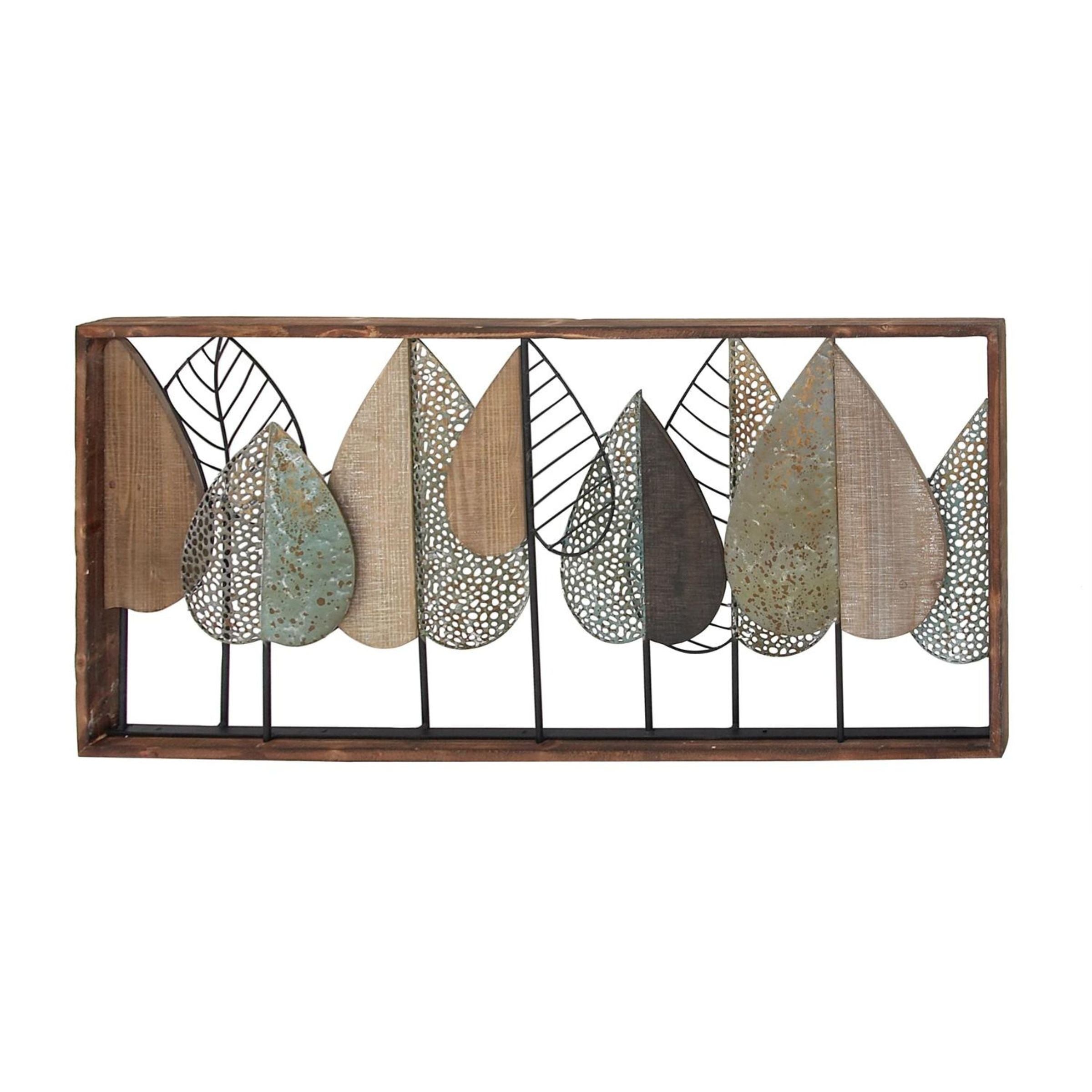 Metal and Wood Trees Modern Wall Decor 47"W x 22"H