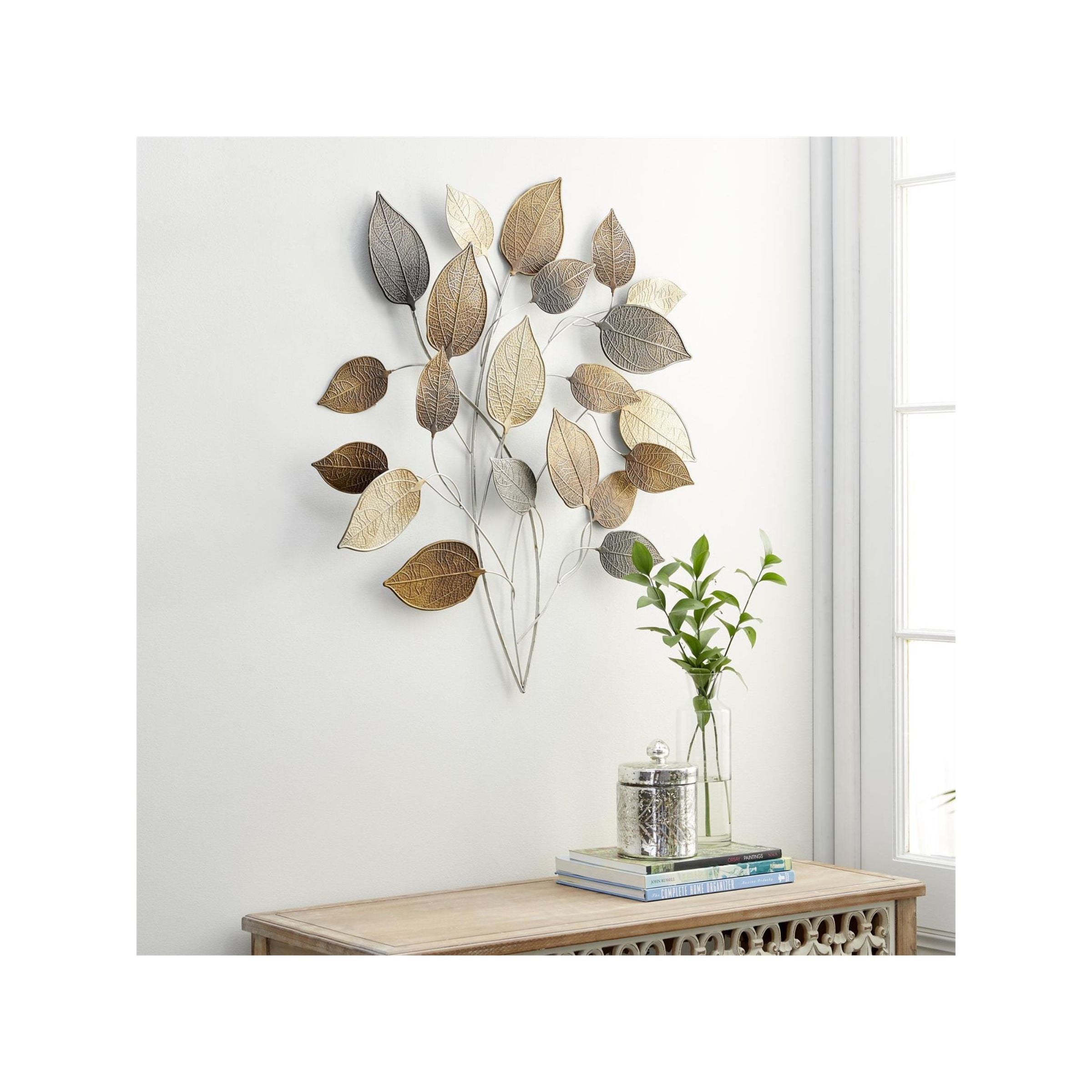 Bronze Metal Leaves Wall Decor 30"W x 33"H