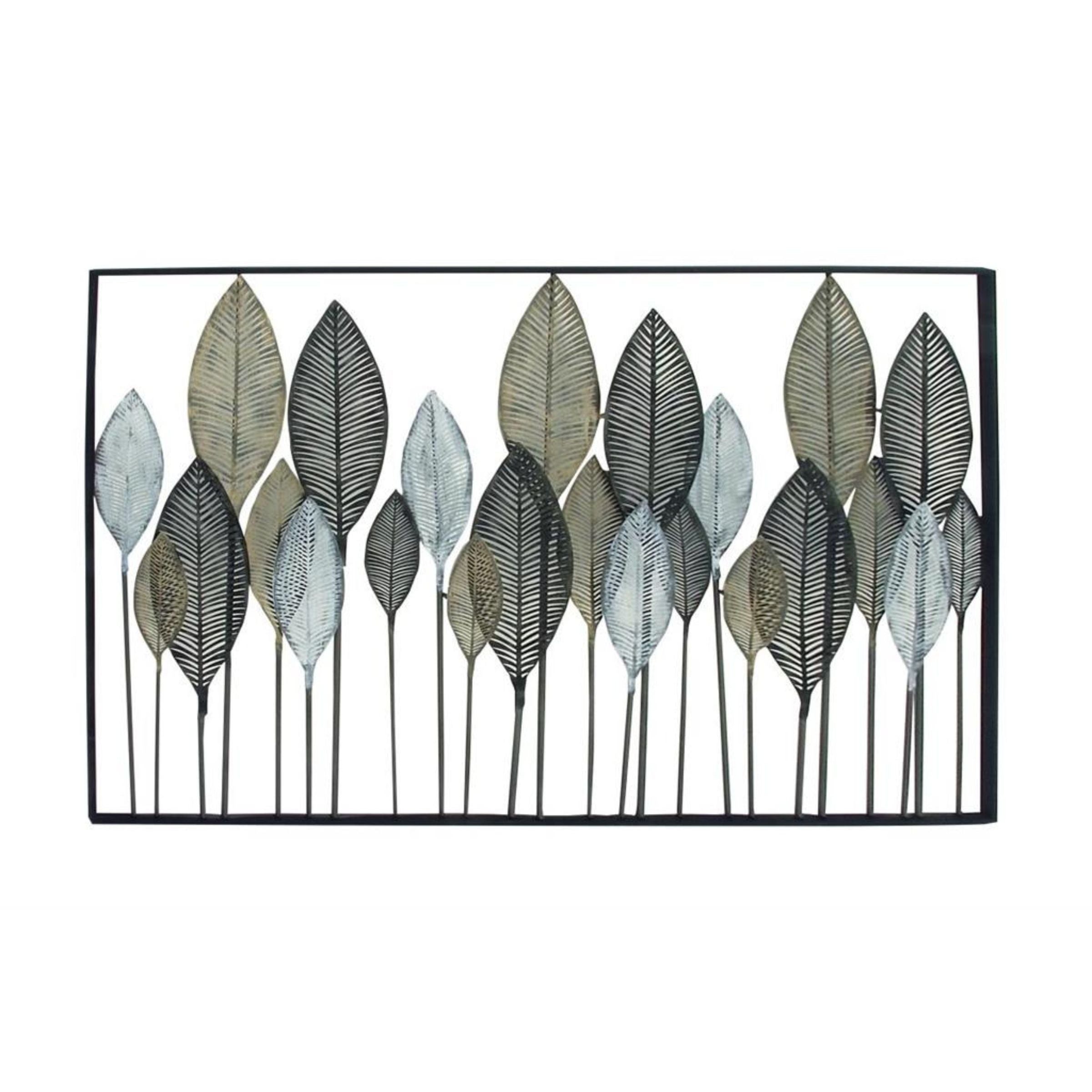 Black, Bronze, and Silver Metal Leaves Wall DÃ©cor 59"W x 37"H