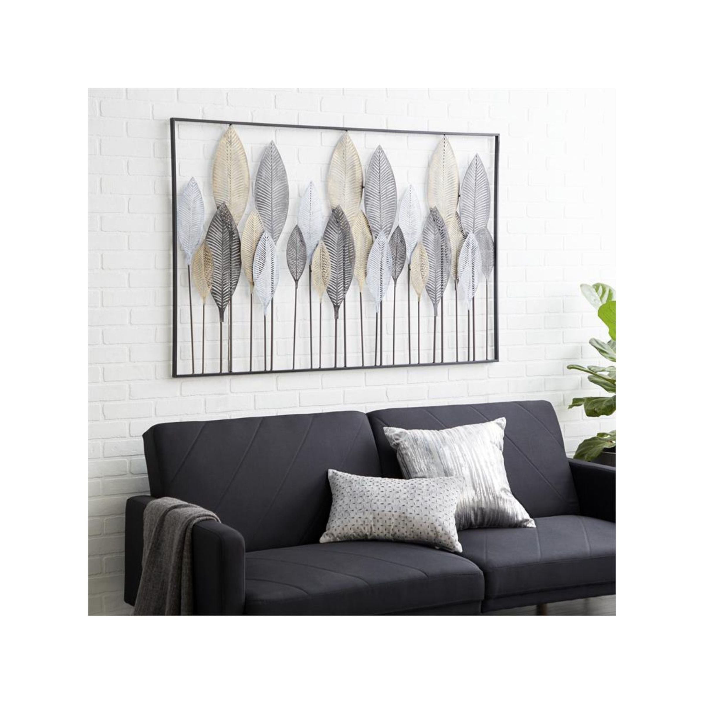 Black, Bronze, and Silver Metal Leaves Wall DÃ©cor 59"W x 37"H