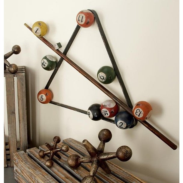 Billiard Metal Wall Plaque 30"W x 15"H