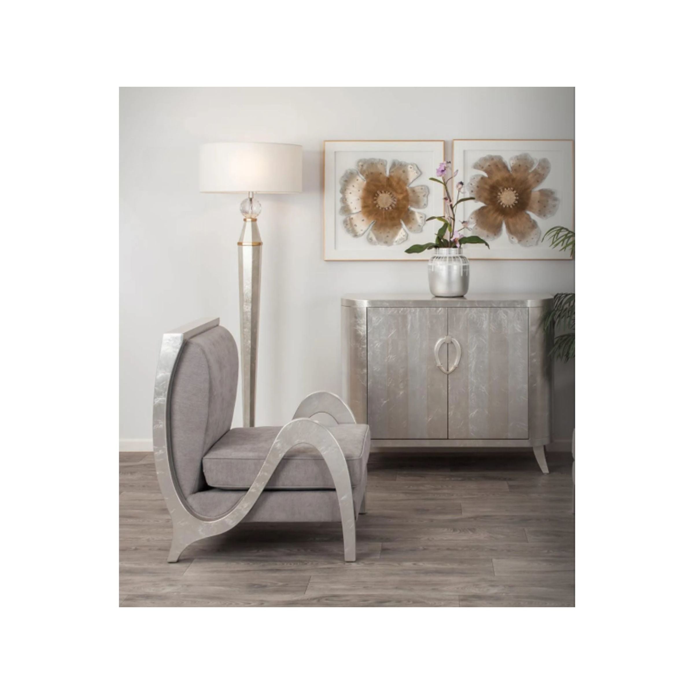 Set of 2 White and Gold Metal Flower Framed Wall Decor 28"W x 28"H