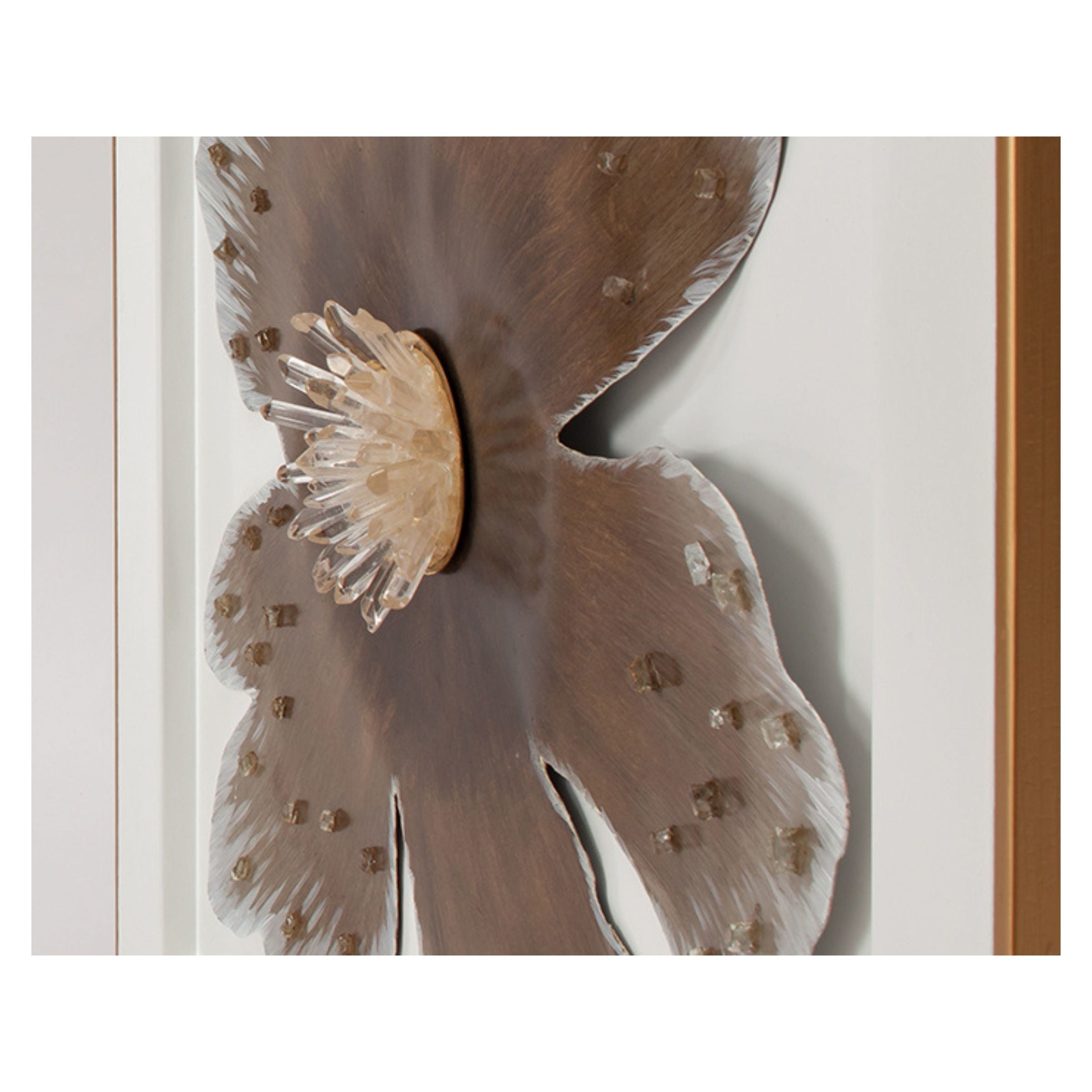 Set of 2 White and Gold Metal Flower Framed Wall Decor 28"W x 28"H