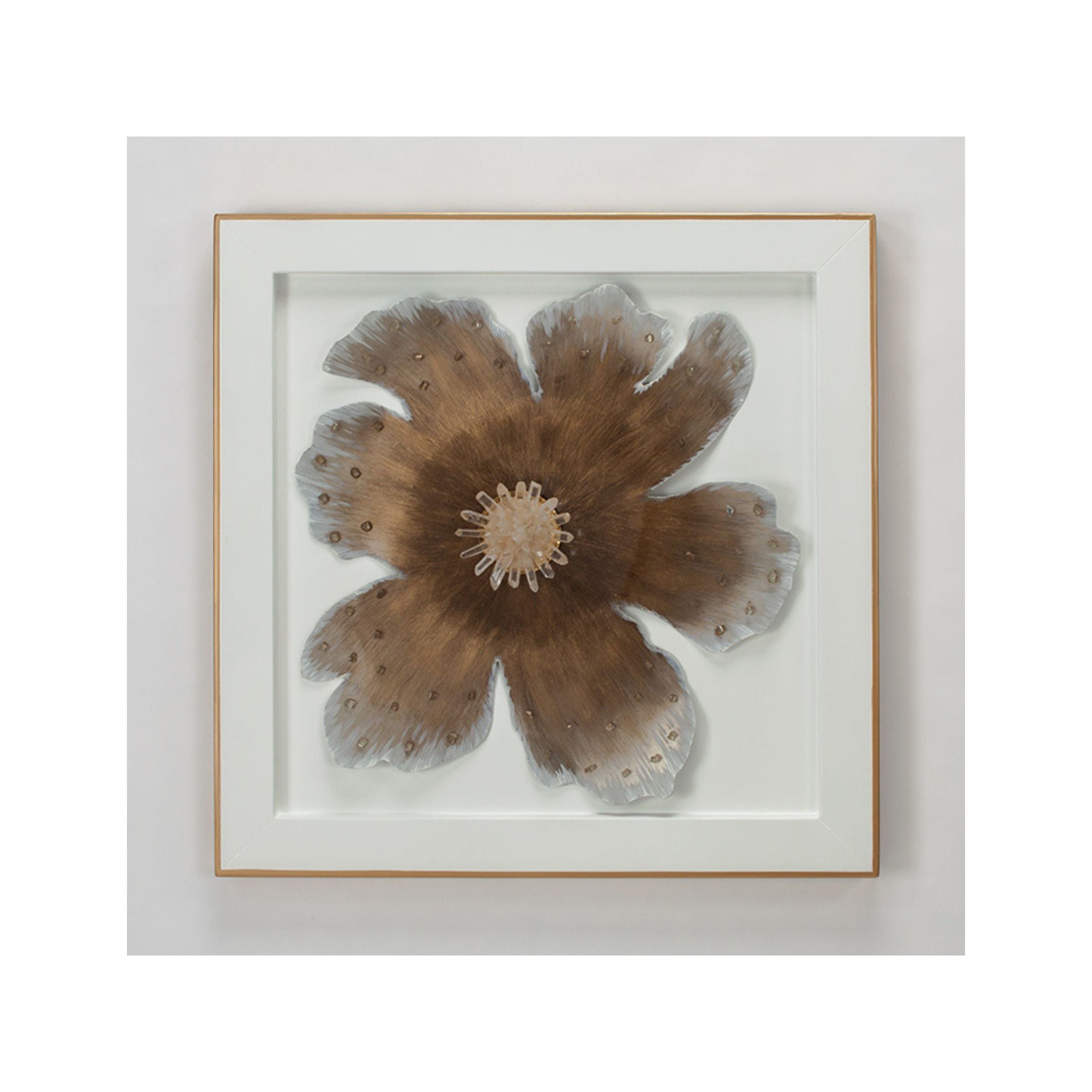 Set of 2 White and Gold Metal Flower Framed Wall Decor 28"W x 28"H