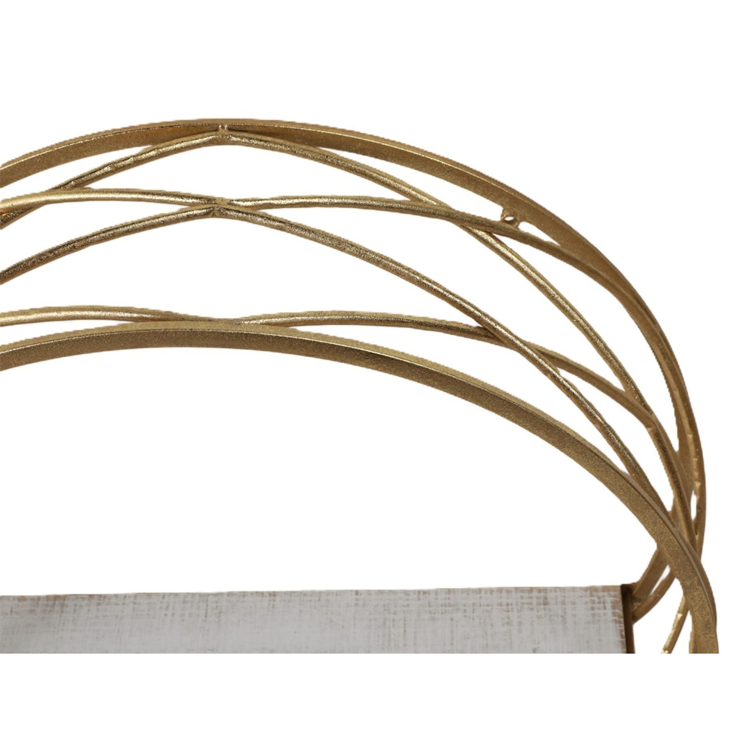 Set of 3 Gold Metal with White Wood Round Wall Shelves 6"W x 24"H