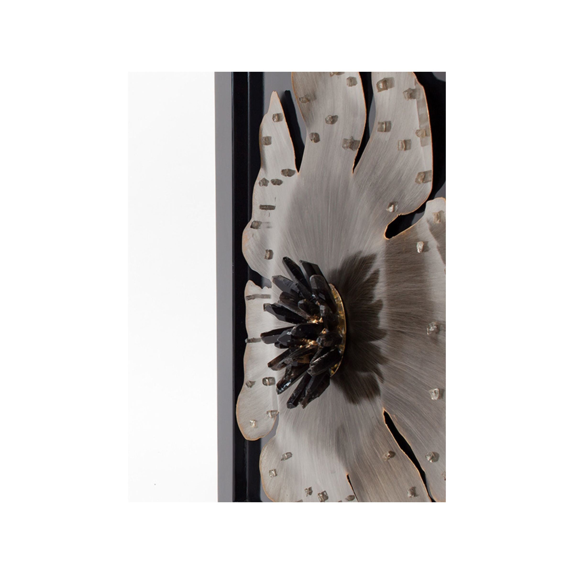 Set of 2 Black and Silver Metal Flower Framed Wall Decor 28"W x 28"H