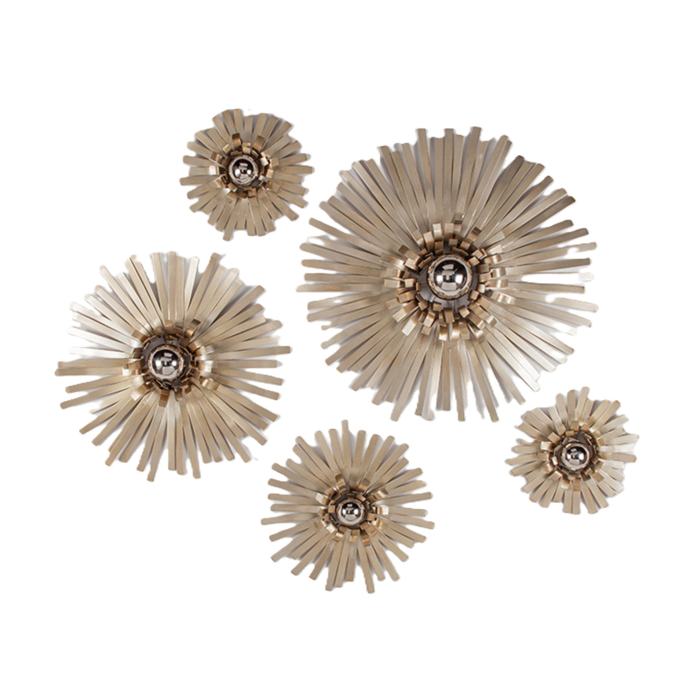 Set of 5 Champagne Metal Wall Decor 13/18/24/29" Round