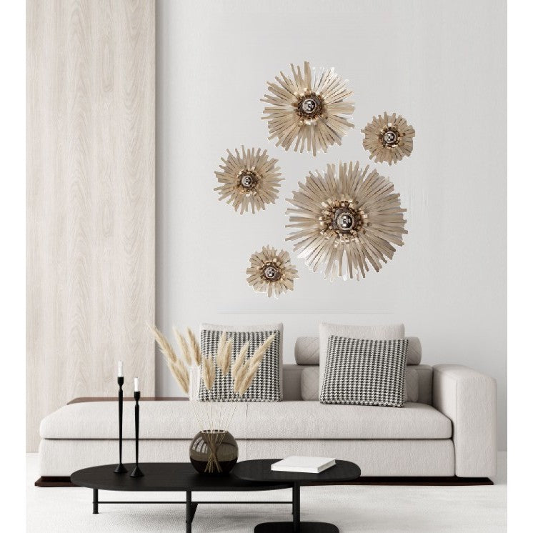 Set of 5 Champagne Metal Wall Decor 13/18/24/29" Round