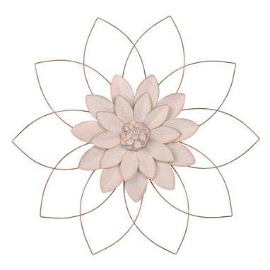 White and Gold Metal Flower Wall DÃ©cor 25"