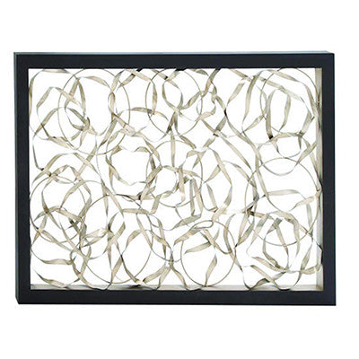 Silver Metal Circles with Black Framed Wall Decor 60"W x 40"H