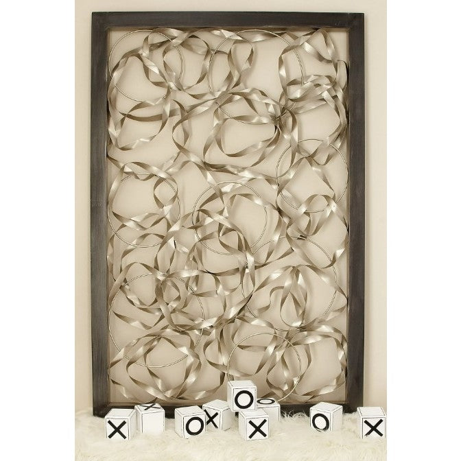 Silver Metal Circles with Black Framed Wall Decor 60"W x 40"H