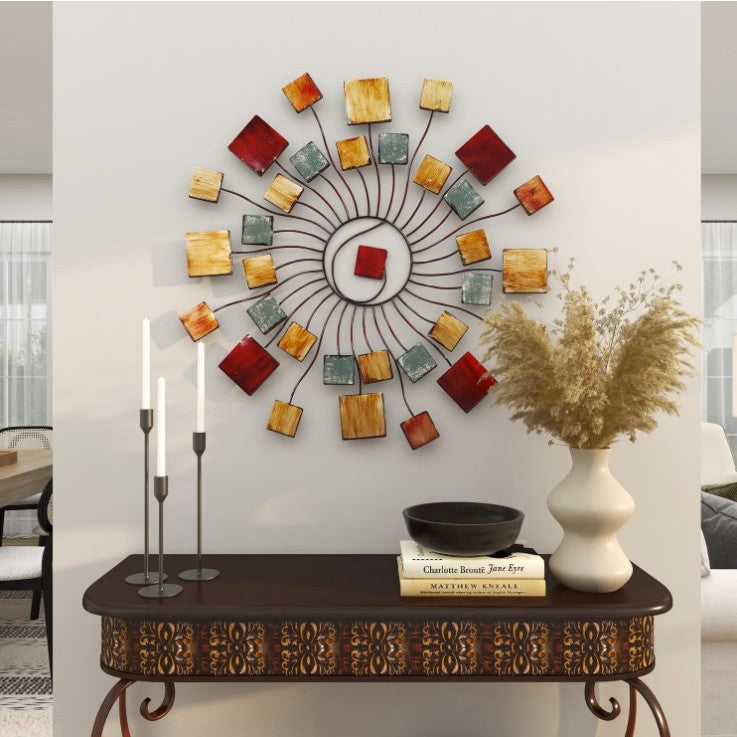 Adolfo Metal Circle of Squares Wall Art 32"