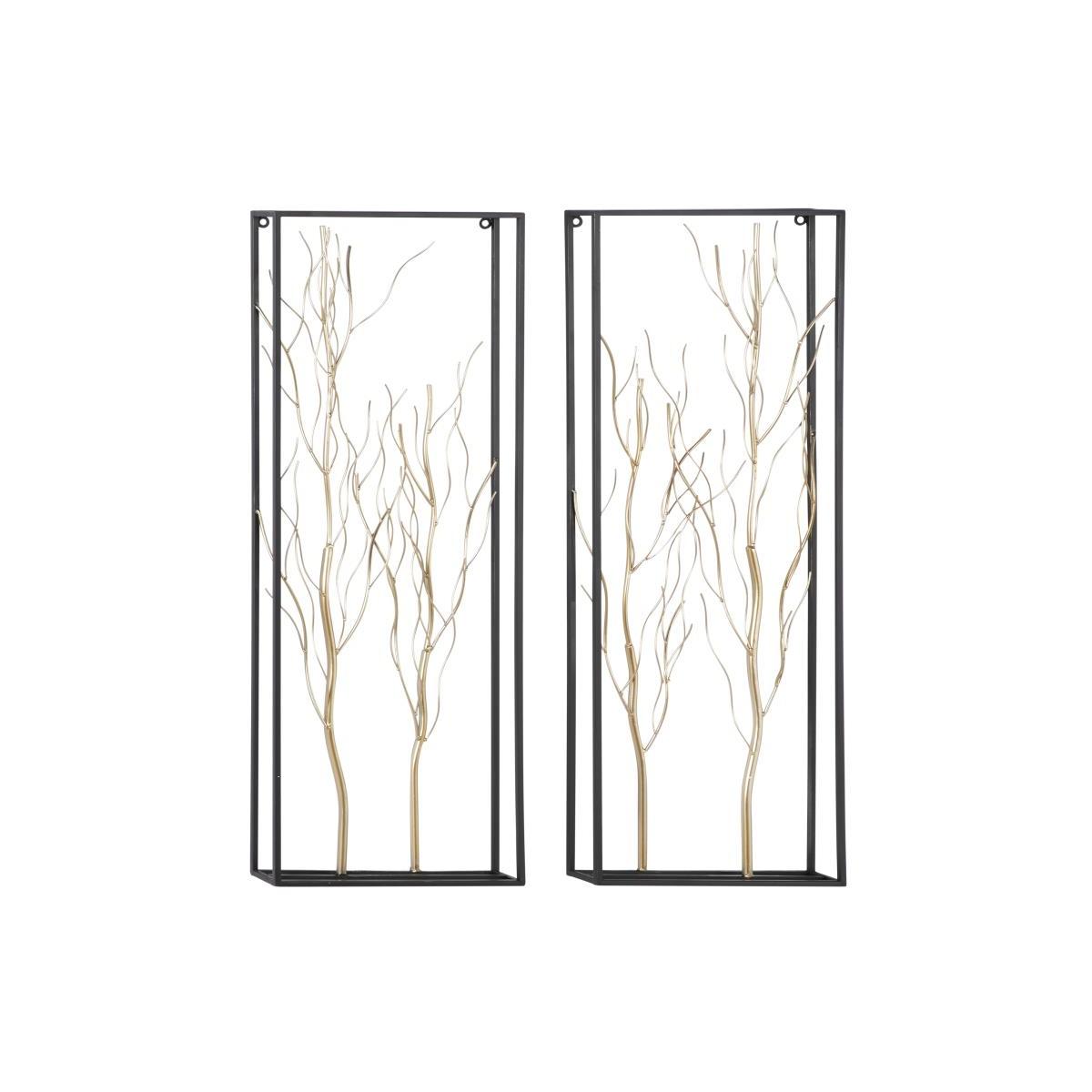 Set of 2 Gold Metal Branches Wall DÃ©cor 13"W x 36"H