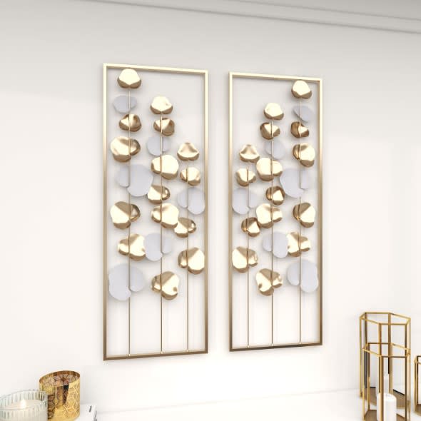 Set of 2 Floral Metal Wall DÃ©cor 12"W x 34"H