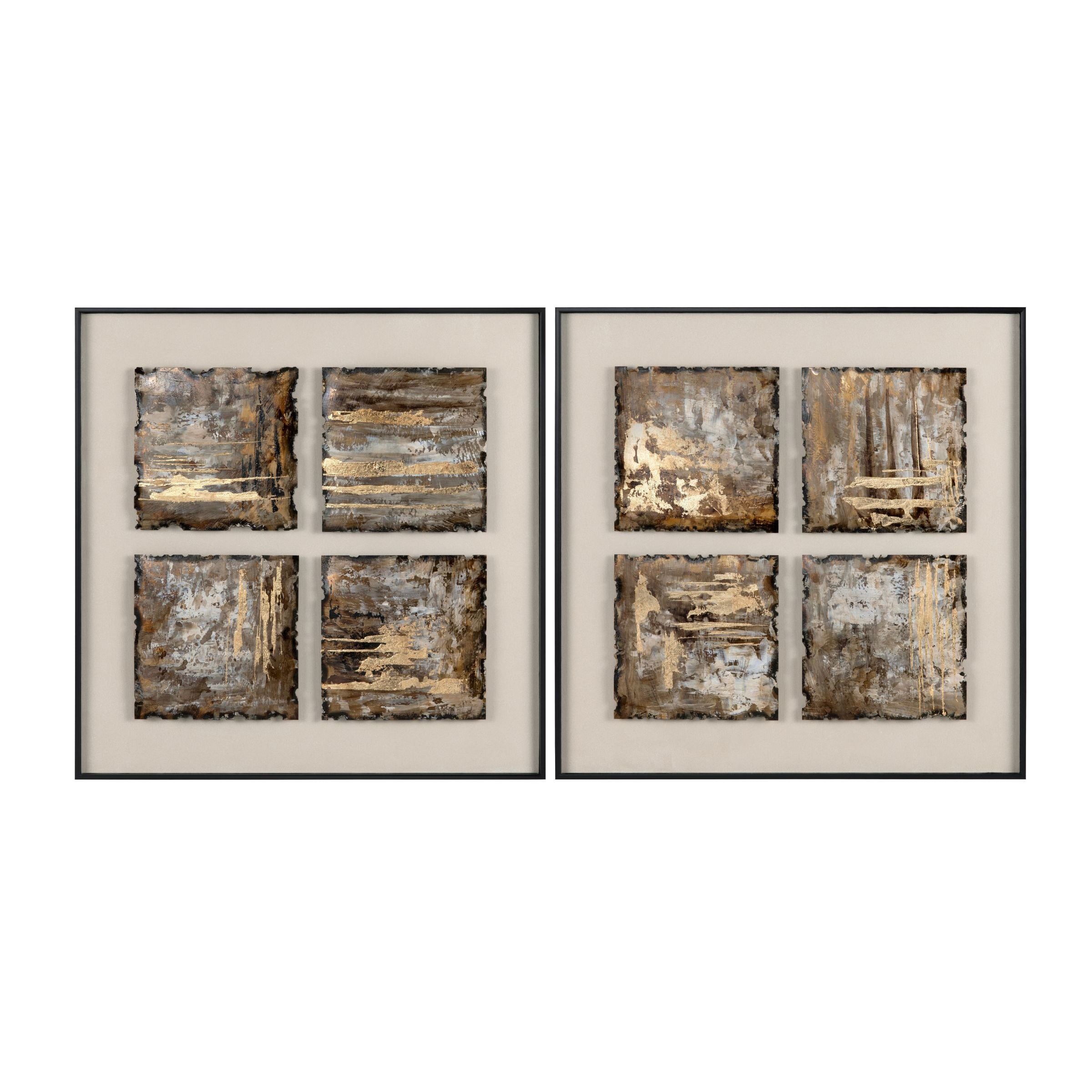 Set of 2 Painted Metallic Textures Framed Wall Decor 31"W x 31"H