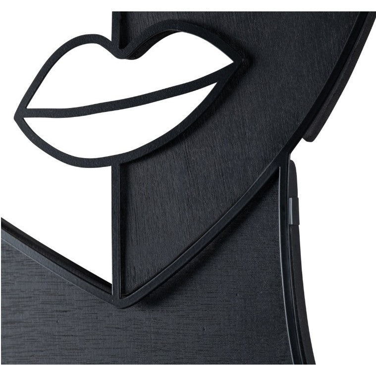 Set of 4 Black Metal and Wood Faces Wall Decor 18"W x 18"H