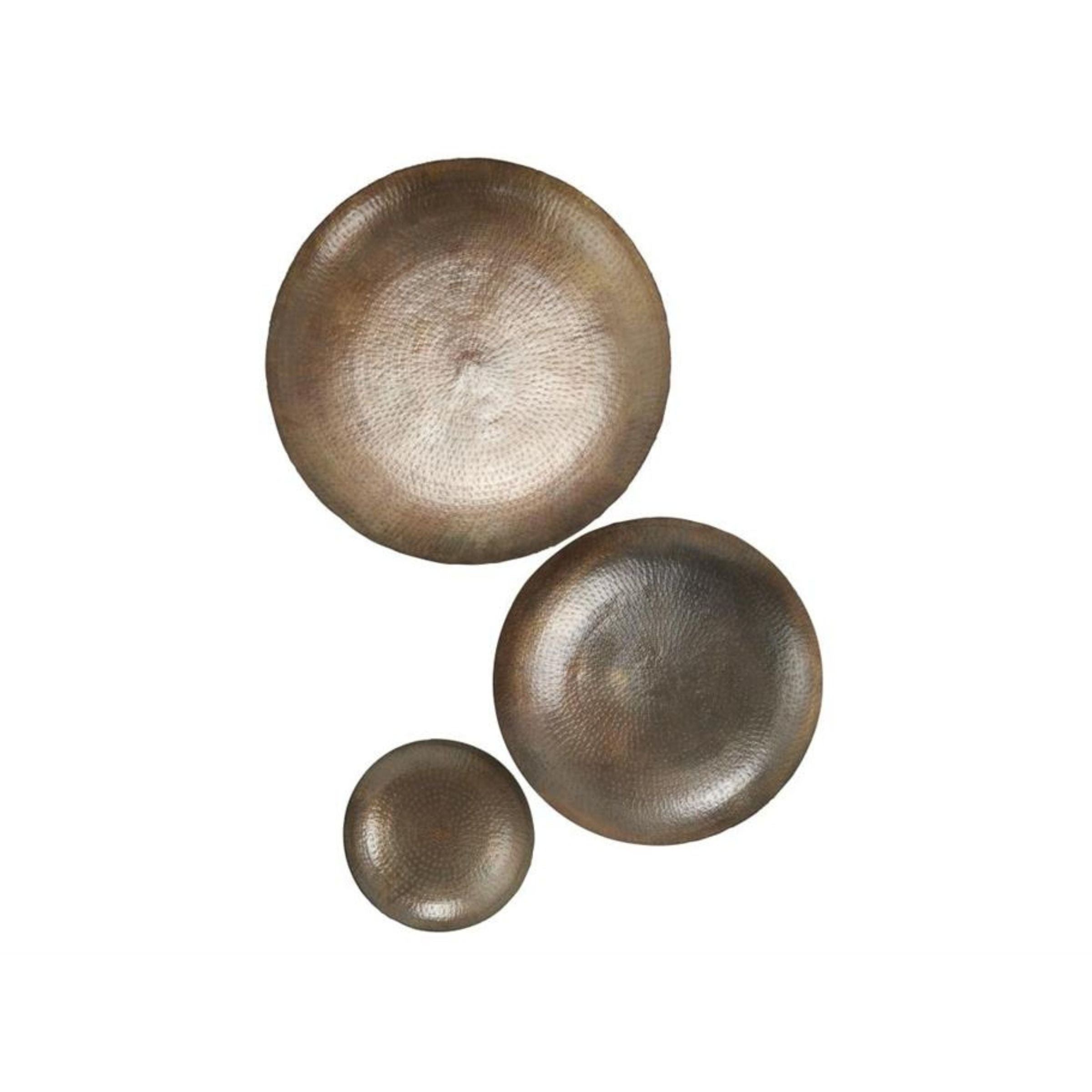 Set of 3 Bronze Metal Discs Wall Decor 17/29/35"H