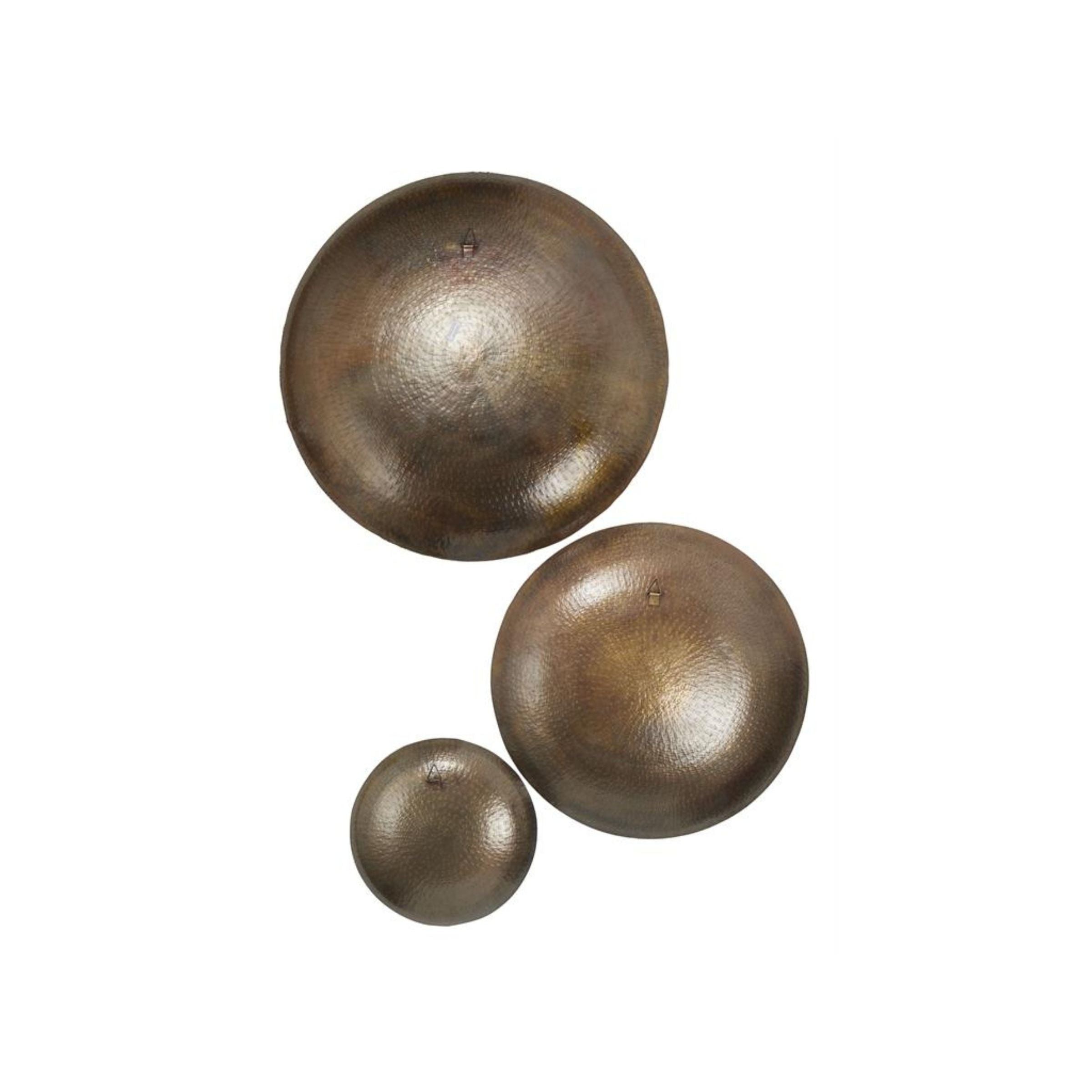 Set of 3 Bronze Metal Discs Wall Decor 17/29/35"H