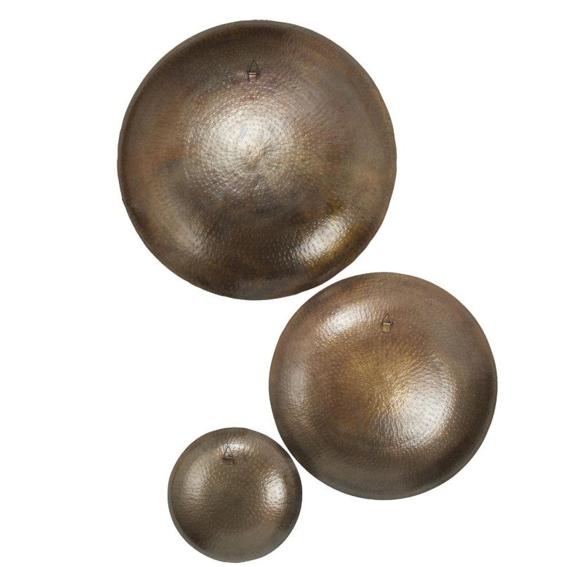 Set of 3 Bronze Metal Discs Wall Decor 17/29/35"H