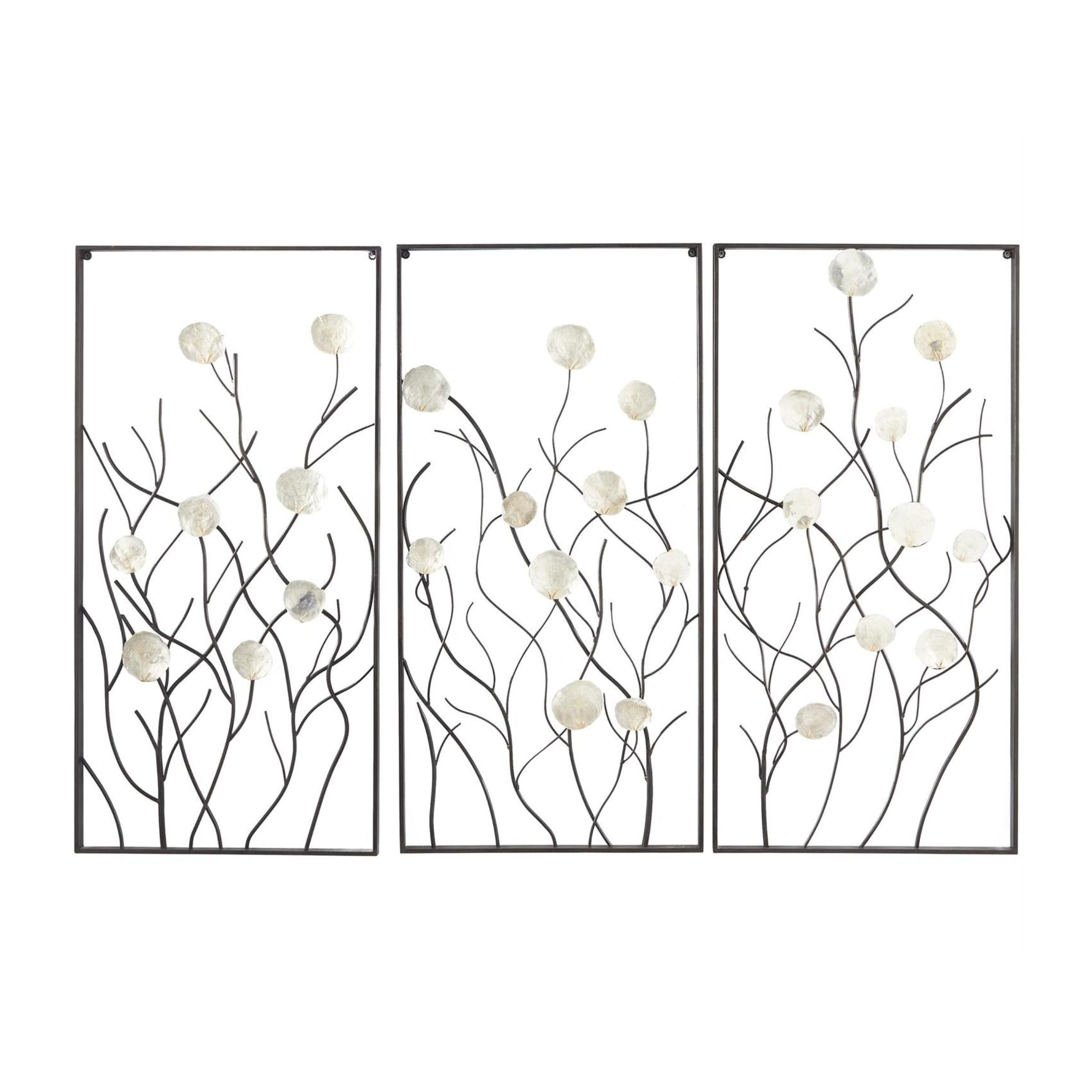 Capiz Shell Metal Floral Wall Art 20"W x 40"H