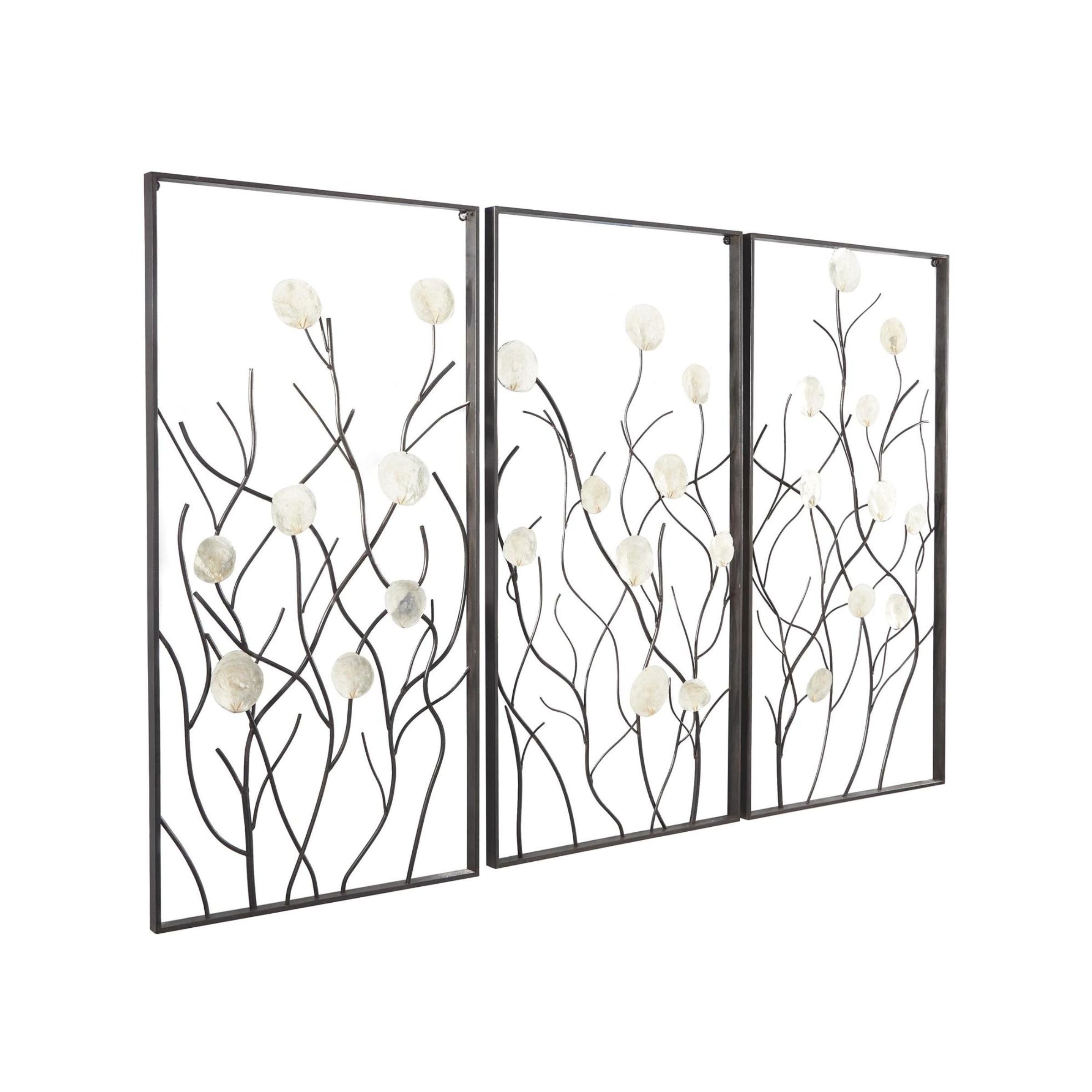 Capiz Shell Metal Floral Wall Art 20"W x 40"H