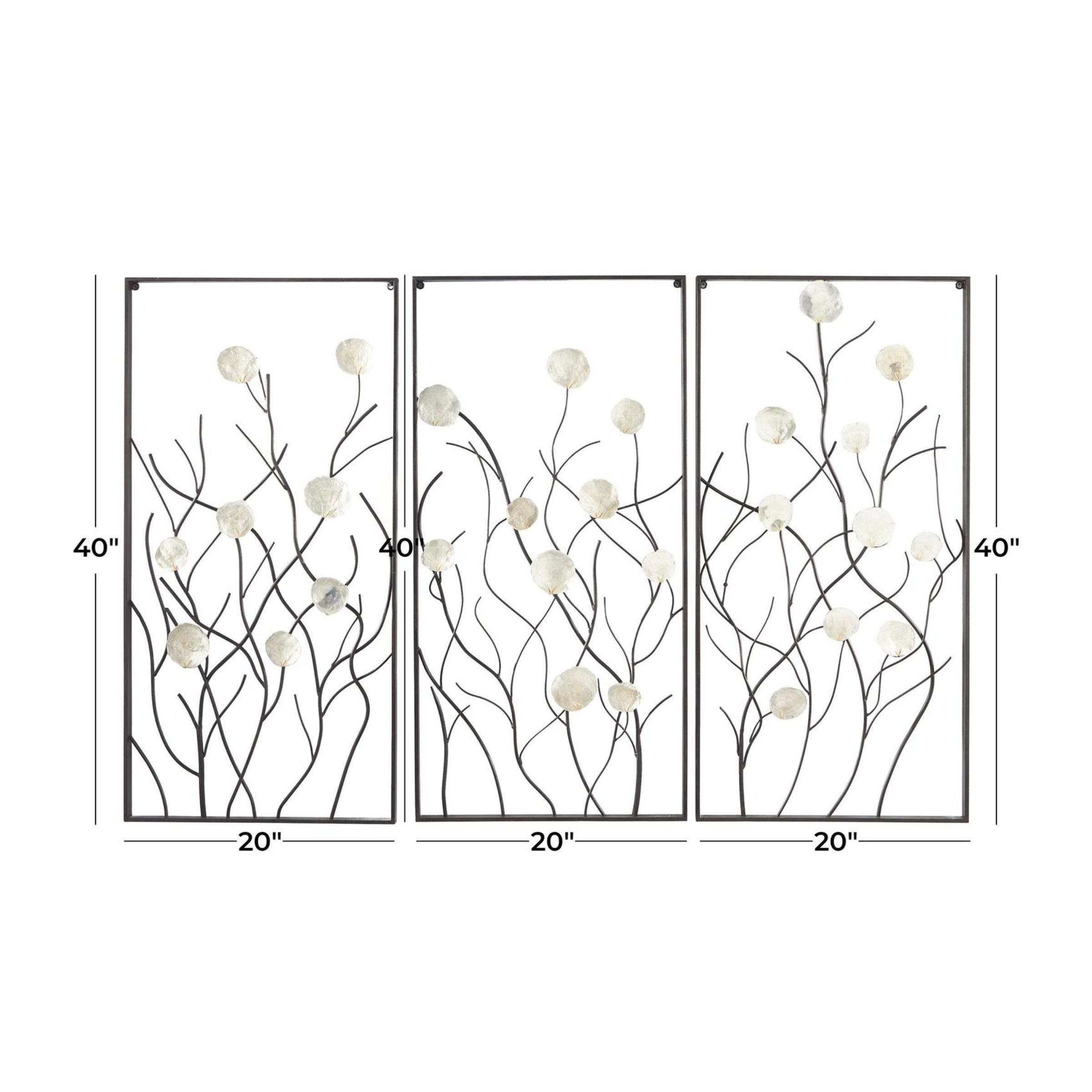 Capiz Shell Metal Floral Wall Art 20"W x 40"H