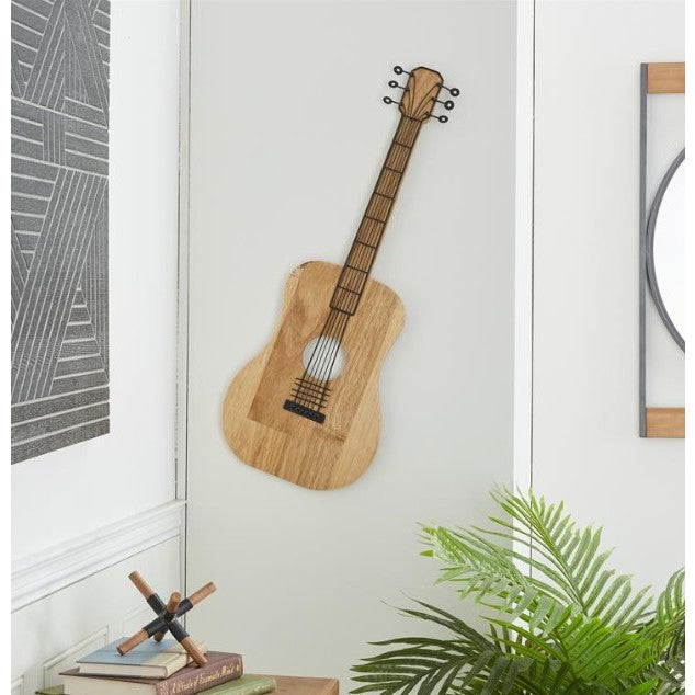 Wood Guitar Wall Decor 12"W x 31"H