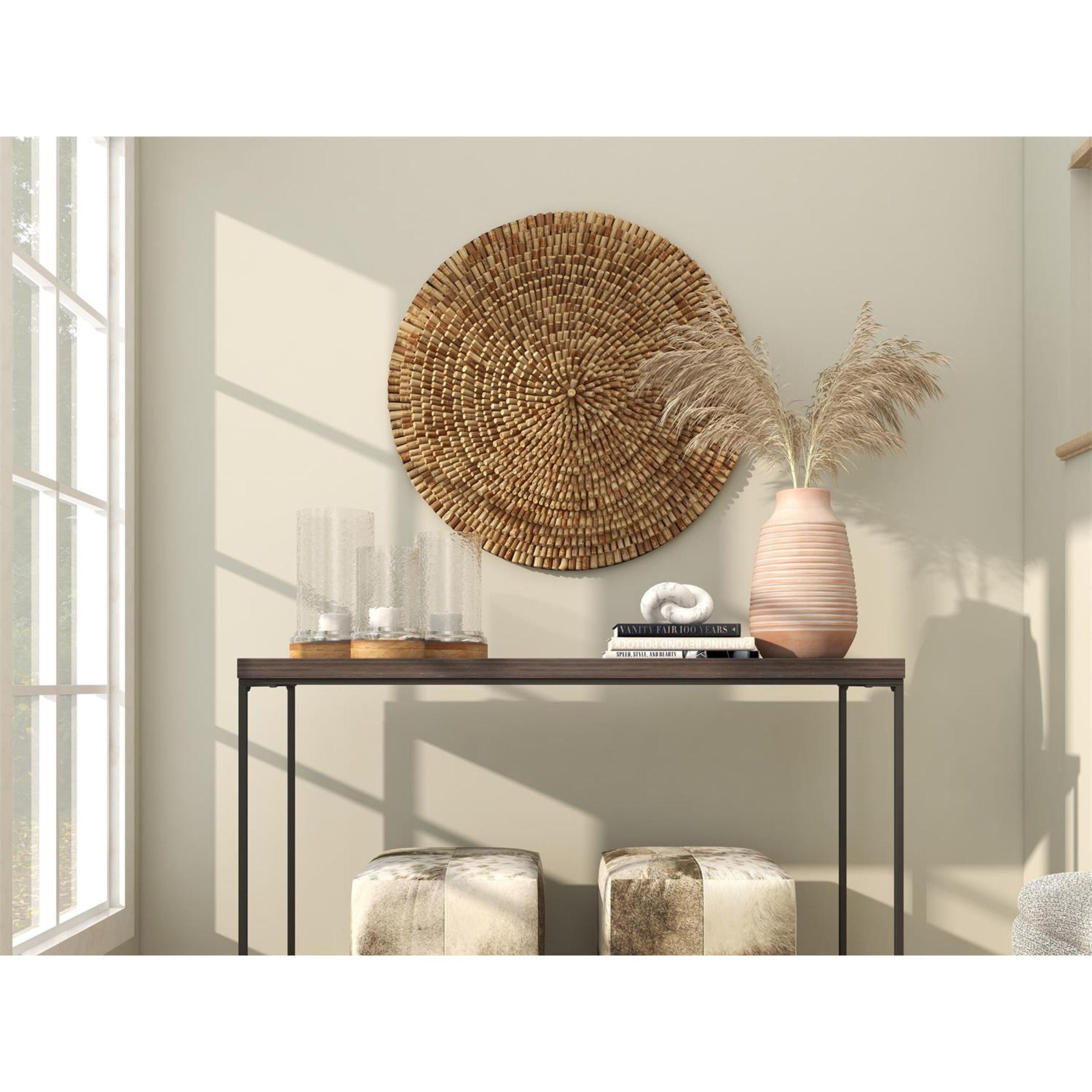 Wood Dowel Wall Decor 35.5" Round