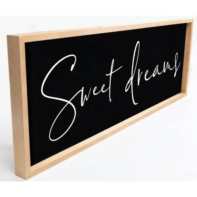 Black and White Wood Sweet Dreams Art 47"W x 17"H