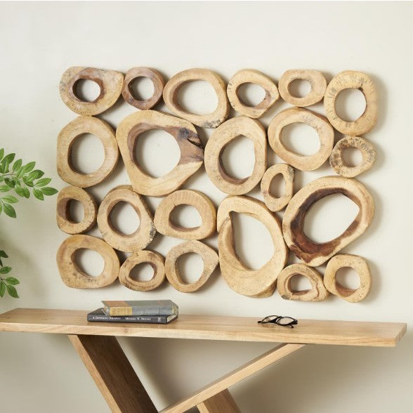 Teak Wood Abstract Wall Decor 40"W x 28"H