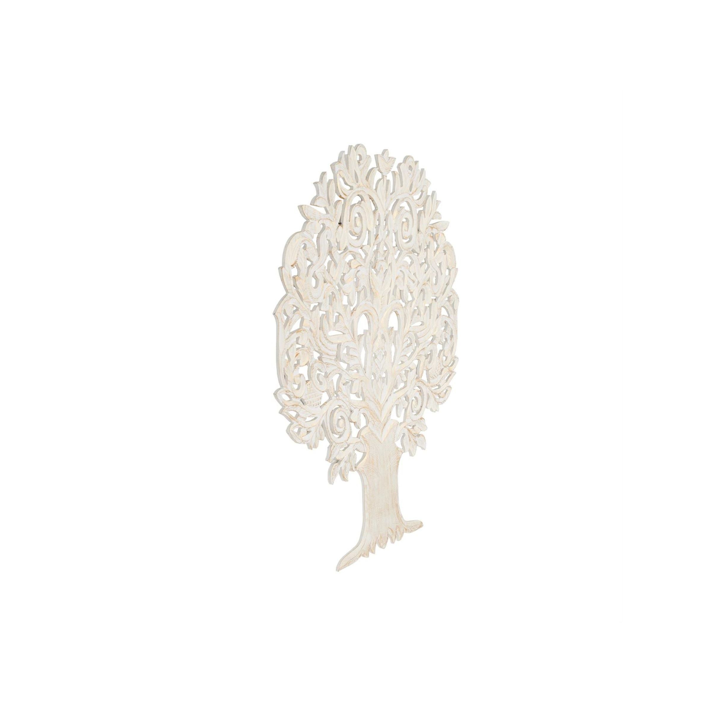White and Gold Carved Wood Tree Wall Decor 48"W x 60"H