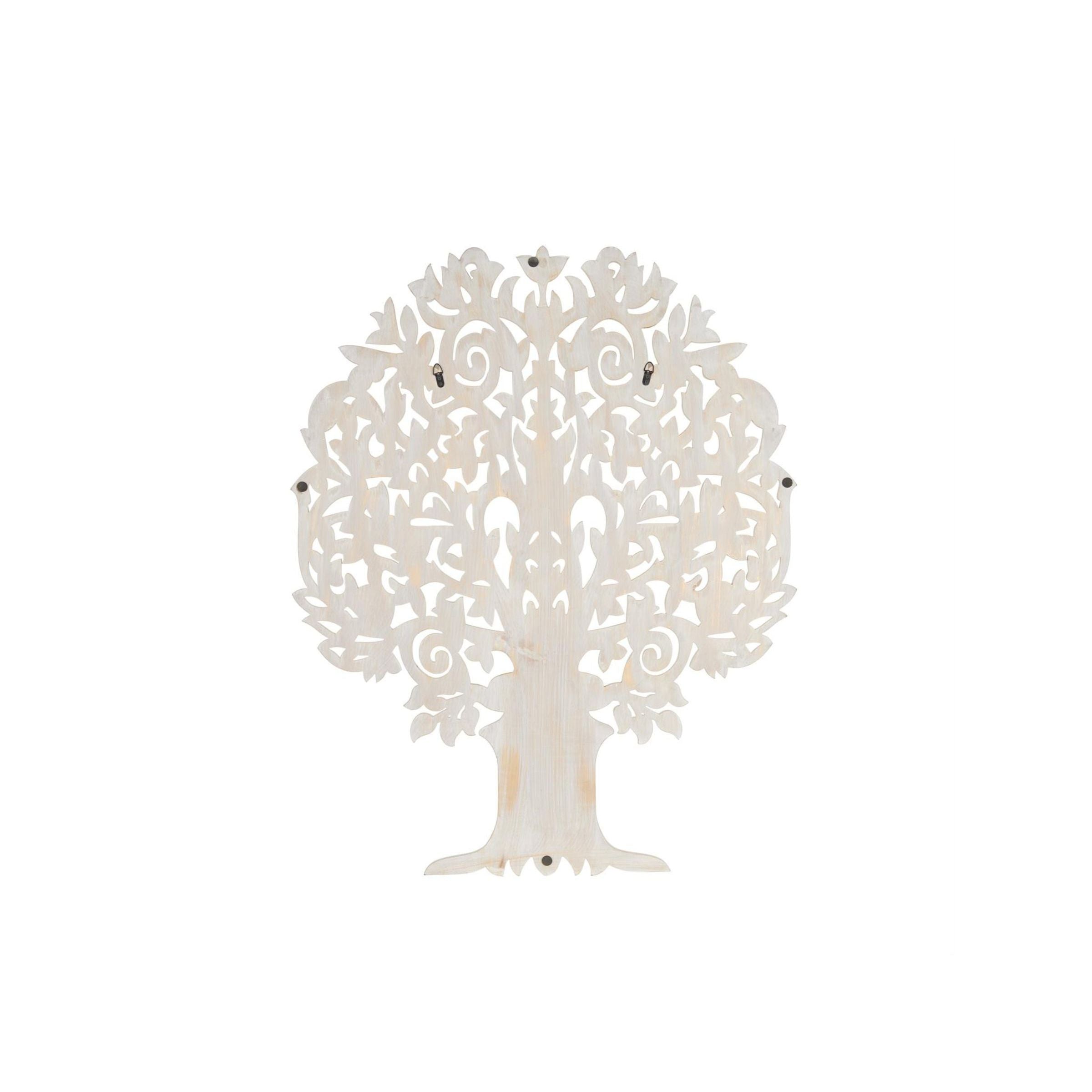 White and Gold Carved Wood Tree Wall Decor 48"W x 60"H