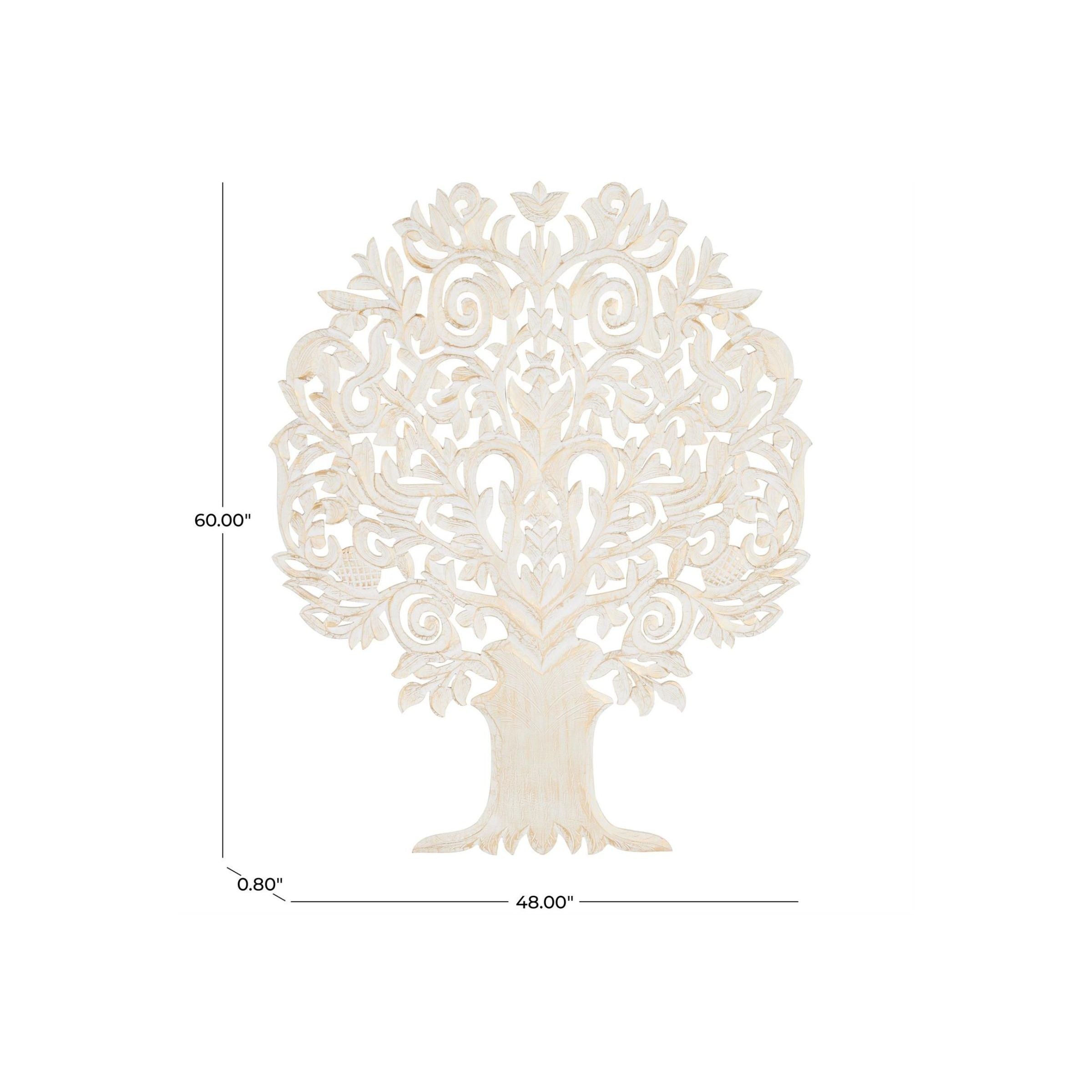 White and Gold Carved Wood Tree Wall Decor 48"W x 60"H
