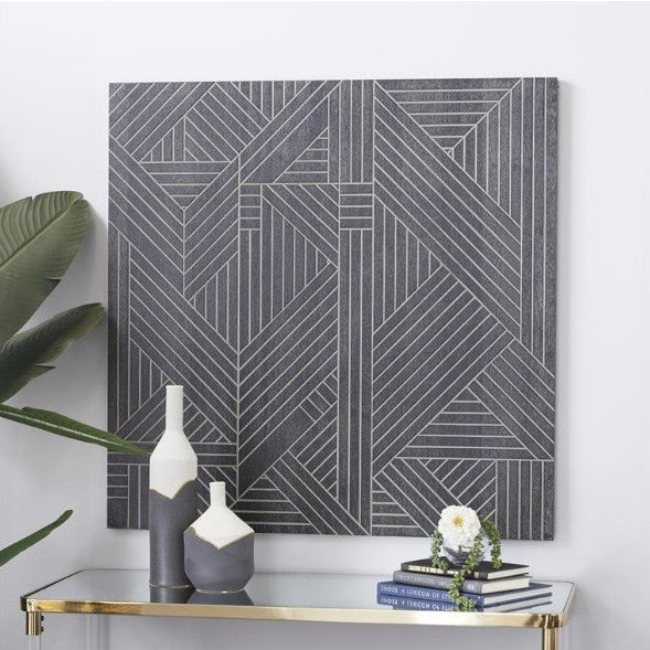 Black Wood Geo Wall Art 39"W x 39"H