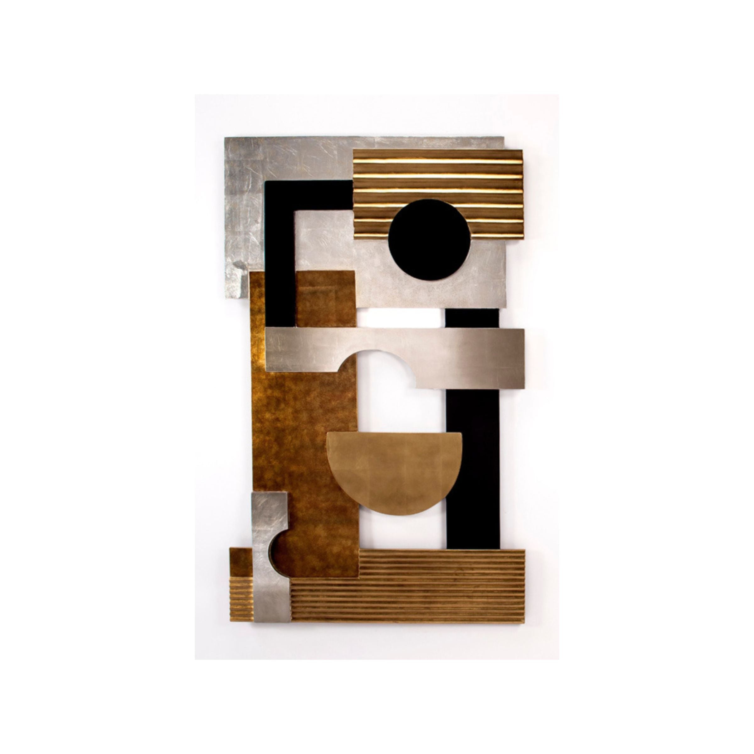 Silver, Gold, and Black Wood Geo Design Wall Decor 66"W x 40"H