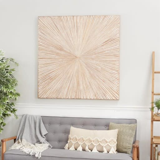 Natural White Wood Wall Decor 48"W x 48"H