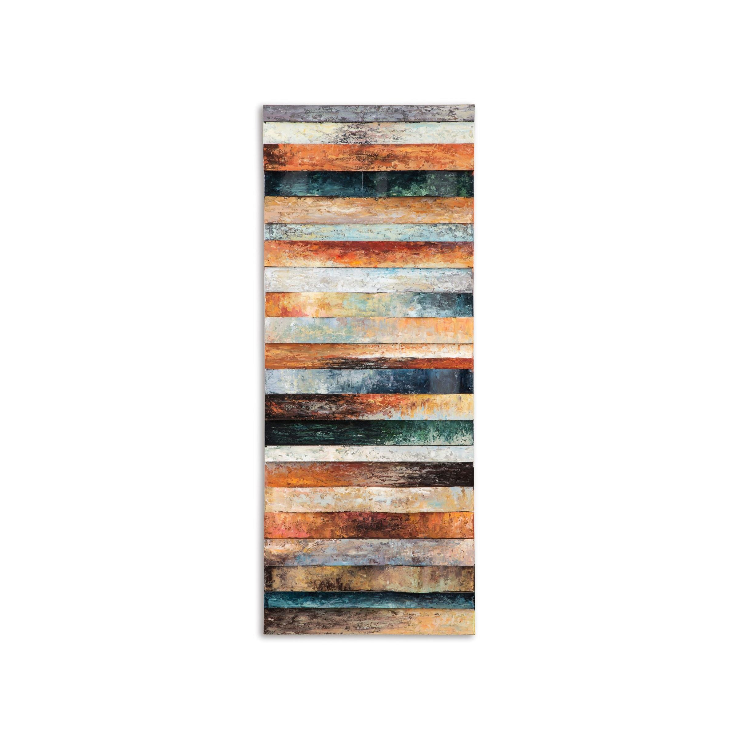 Multi-Colored Curved Plank Design Art 20"W x 50"H